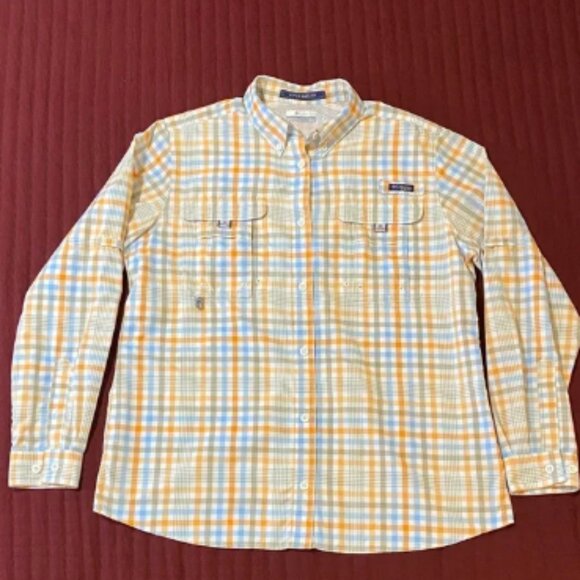 Like New Columbia Men's PFG Plaid Button Down Plaid LS Shirt - Picture 1 of 10